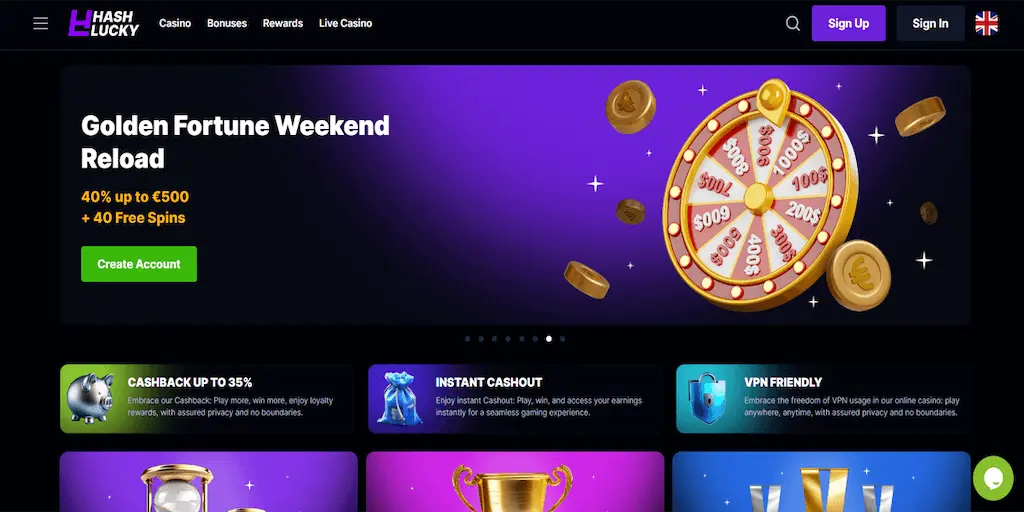 Hashlucky Casino Bonussen en Promocodes 2026 image 1