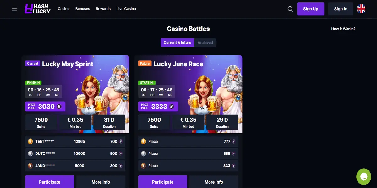 Hashlucky Casino Bonussen en Promocodes 2026 image 3
